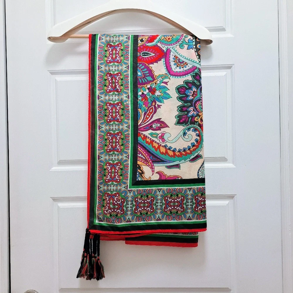 Johnny Was Silk Scarf with Tassels